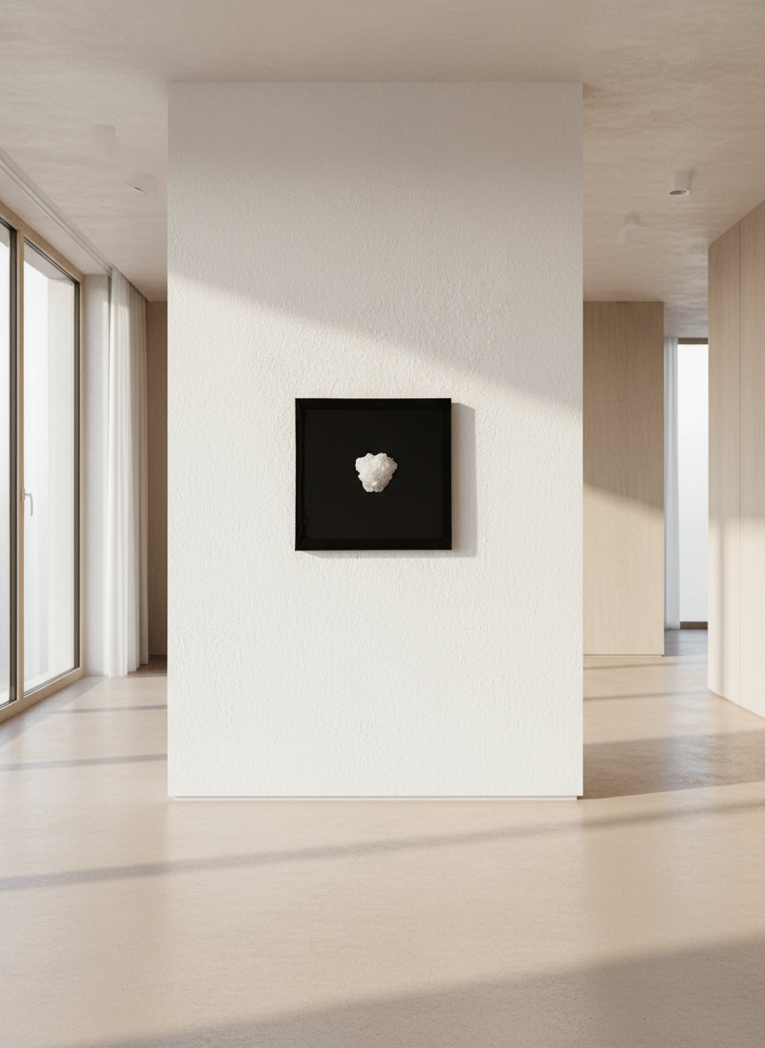 Handmade Stone Geode Wall Hanging: Black Resin Canvas Art