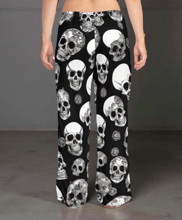 Gothic Skull Pajama Pants: Women's Dark Print Sleepwear
