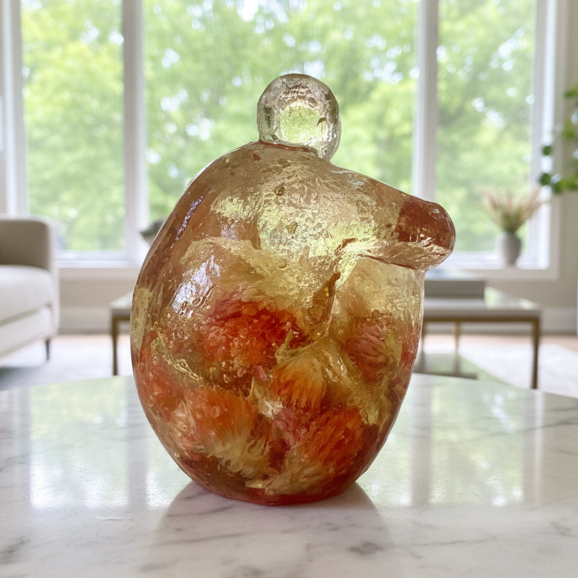 Chrysanthemum filled / Large  body/Heavy Mini statue/ Glass like