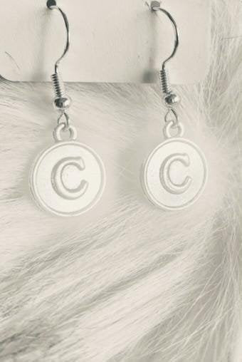 Personalized Silver Initial Earrings – Custom Letter Dangle with Secure Rubber Backing