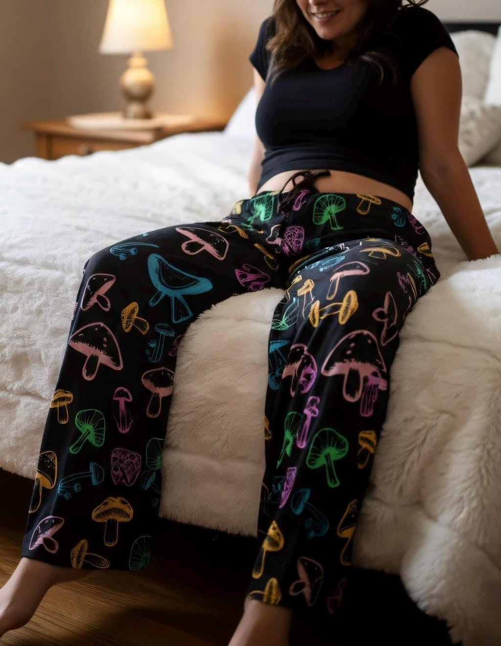 Colorful Mushroom Pajama Pants: Women's Cozy Lounge Sleepwear