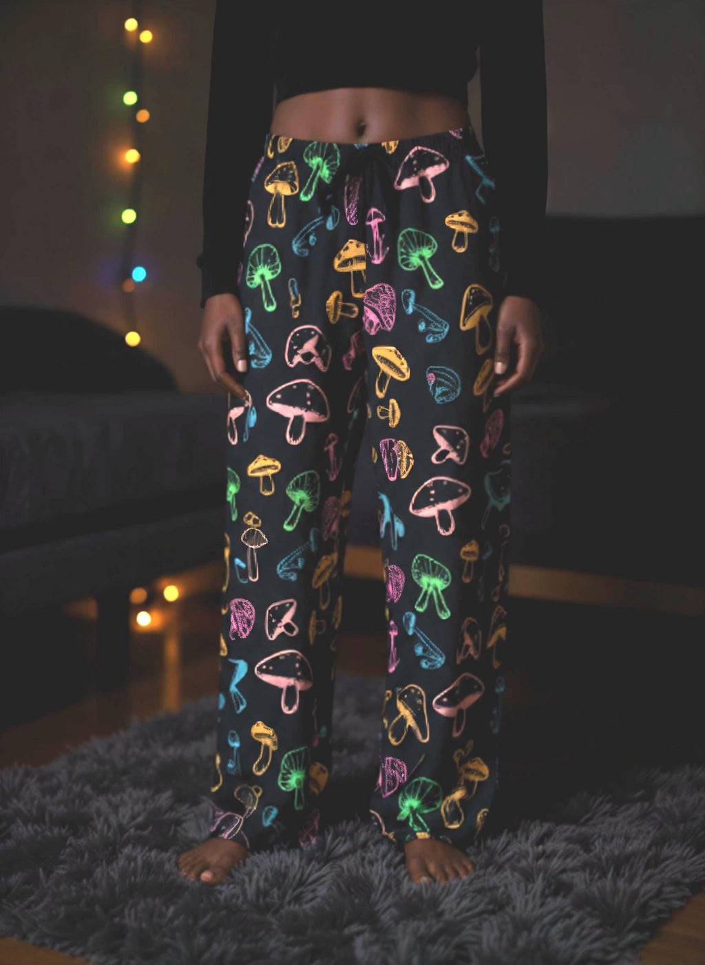 Colorful Mushroom Pajama Pants: Women's Cozy Lounge Sleepwear