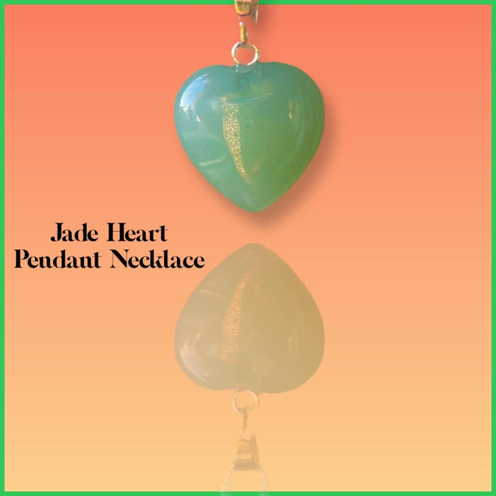 Jade Heart Necklace: Silver Chain, Green Gem