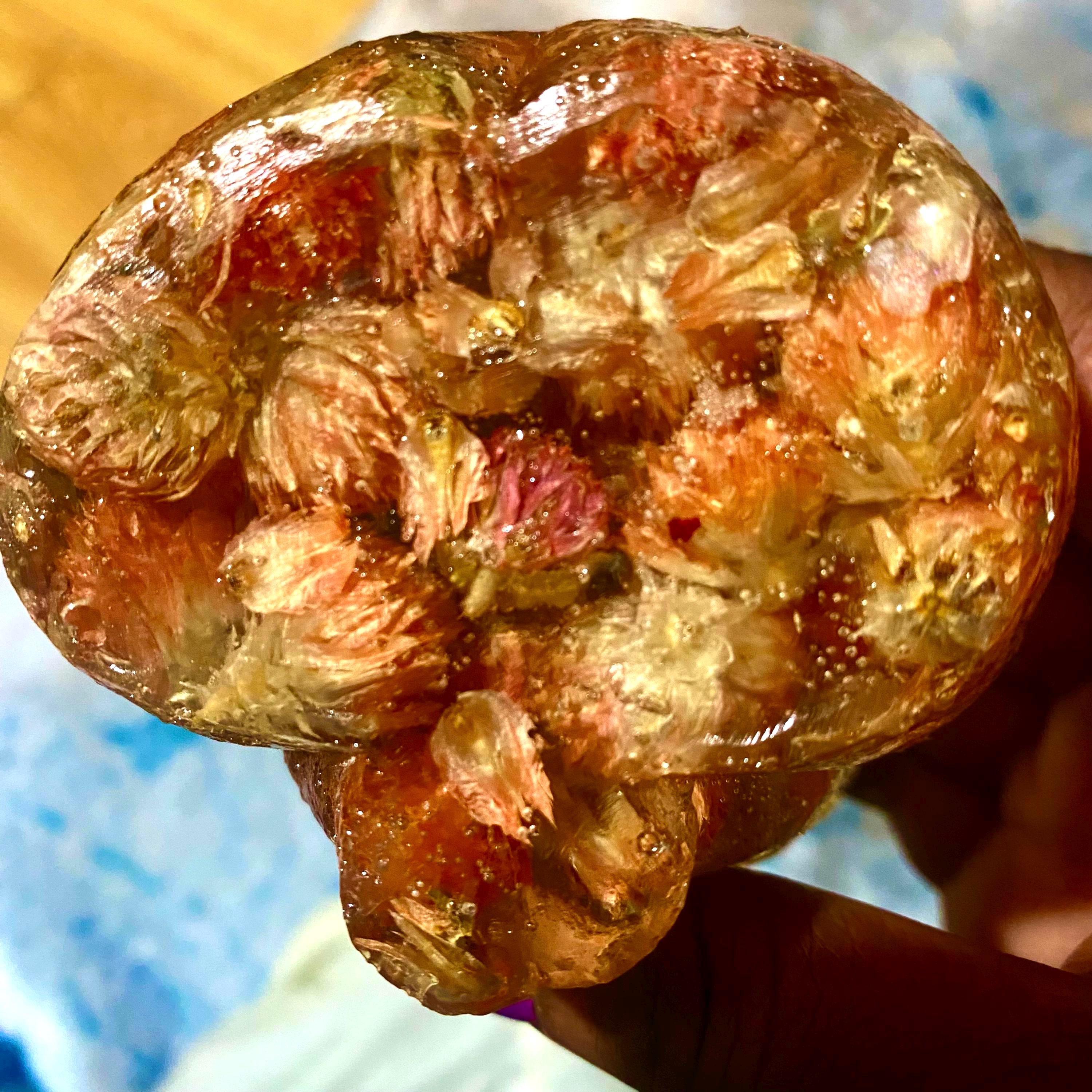 Chrysanthemum filled / Large  body/Heavy Mini statue/ Glass like