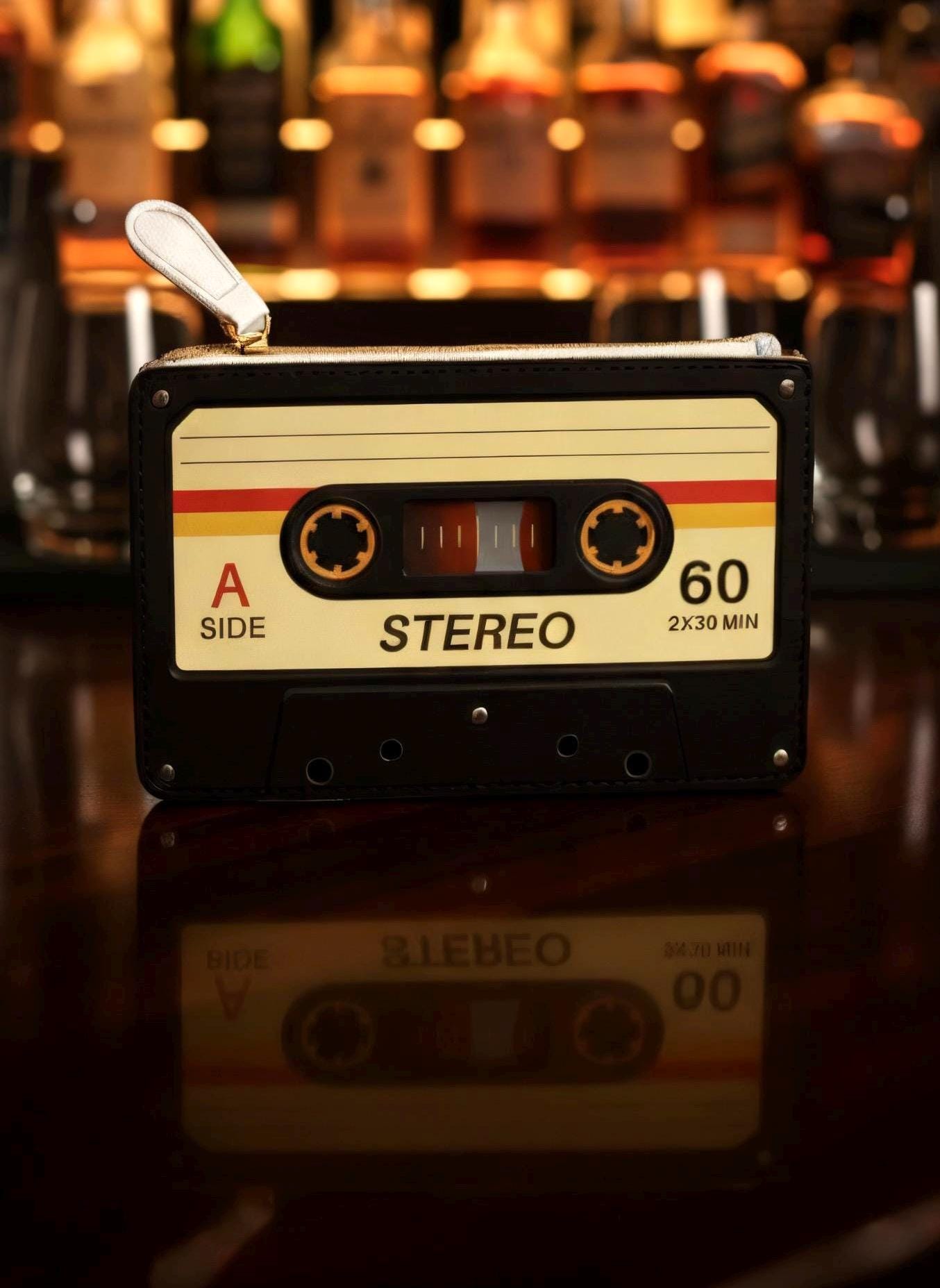 Retro Cassette Tape Clutch: Vintage 80s Style Mini Purse