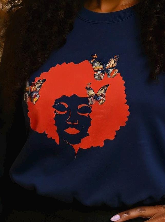 Afro Art Sweatshirt: Embroidered Unisex Graphic Top - Cozy Cotton Blend