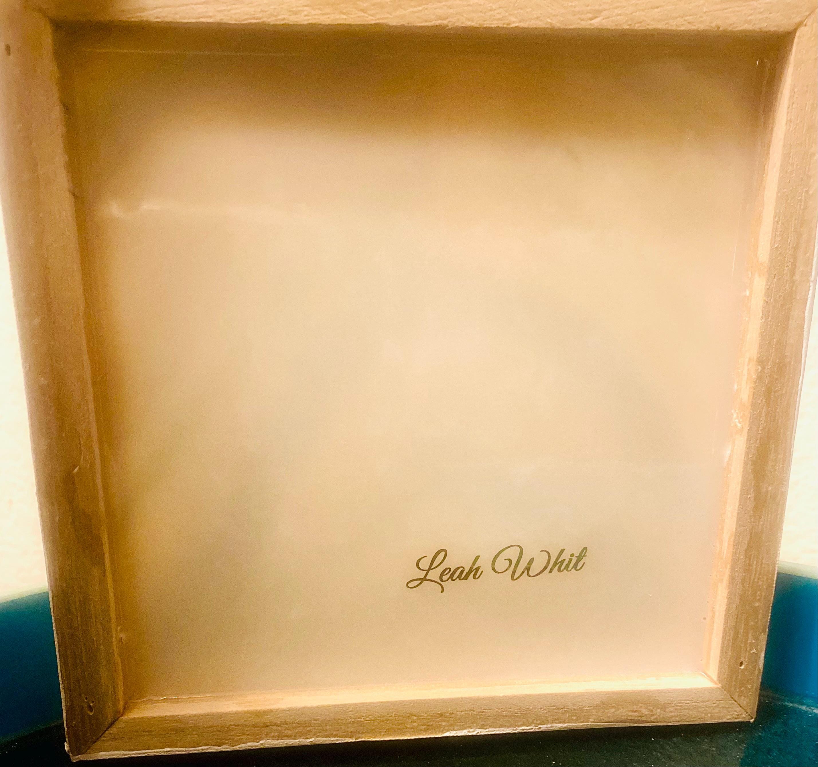 Handmade Geode Canvas Art: Aqua Blue Green Arch, Resin & Glass (6x6 in.)