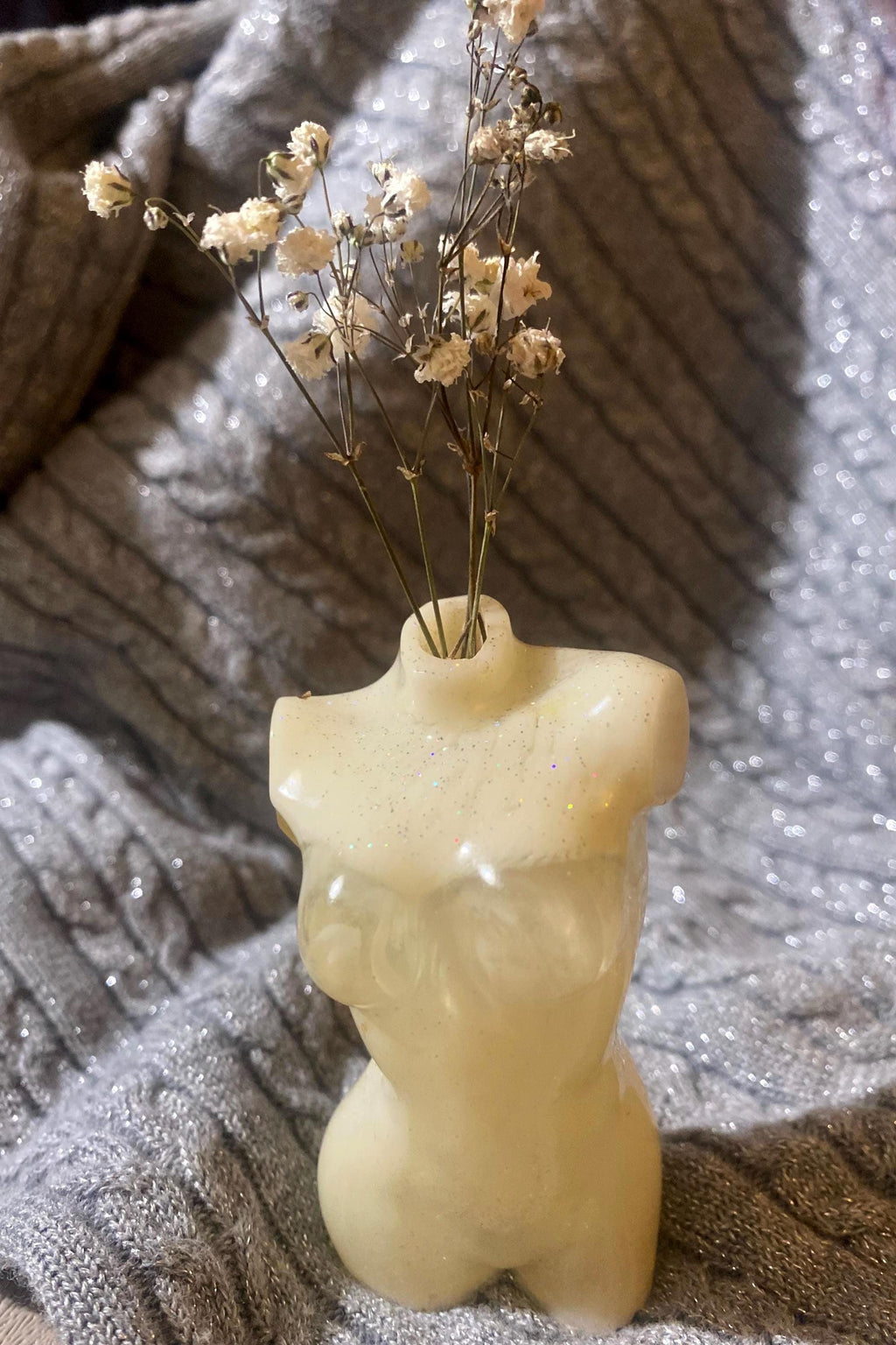 Marble Like/White Vase/ Goddess body/One of a kind/Hand made