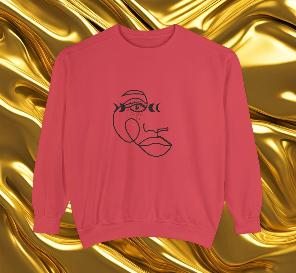 Celestial Profile Line Art Women's Face, Moon Phase Shirt, Lunar Cycle Jumper, Astronomy Sweatshirt,