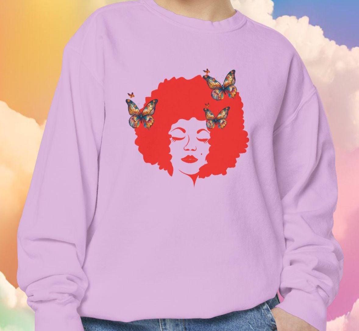 Afro Art Sweatshirt: Embroidered Unisex Graphic Top - Cozy Cotton Blend