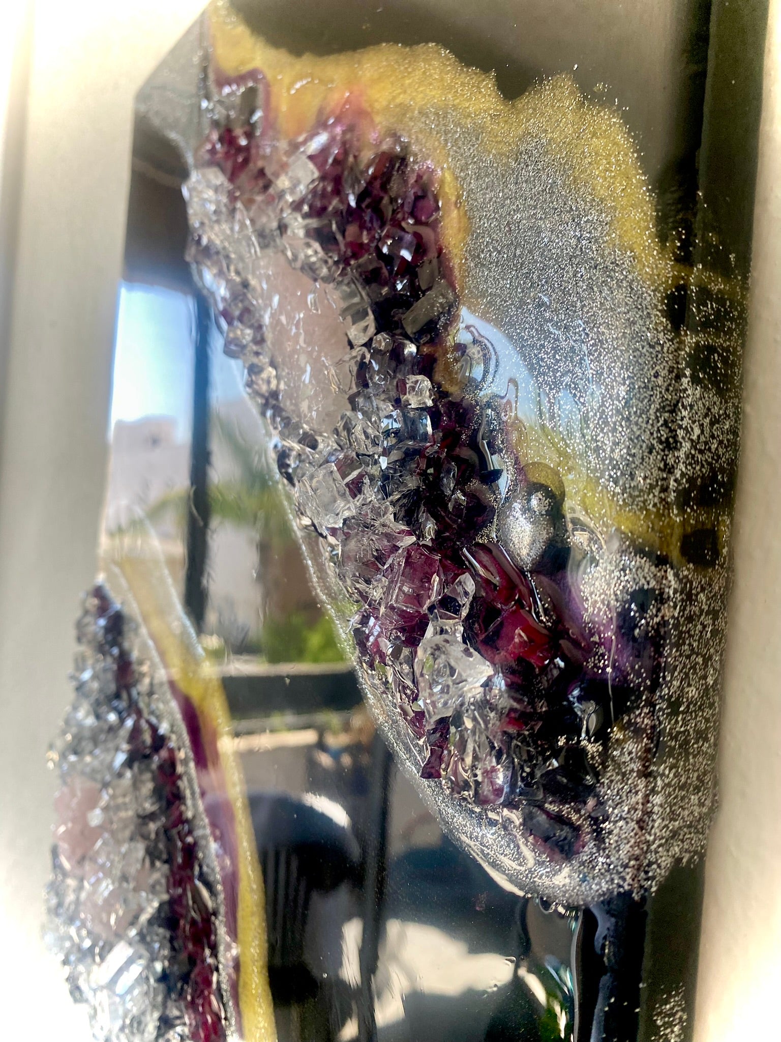 Geode Wall  Art Hanging/ Black Pink & Gold