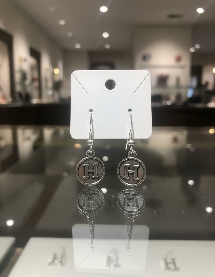 Personalized Silver Initial Earrings – Custom Letter Dangle with Secure Rubber Backing