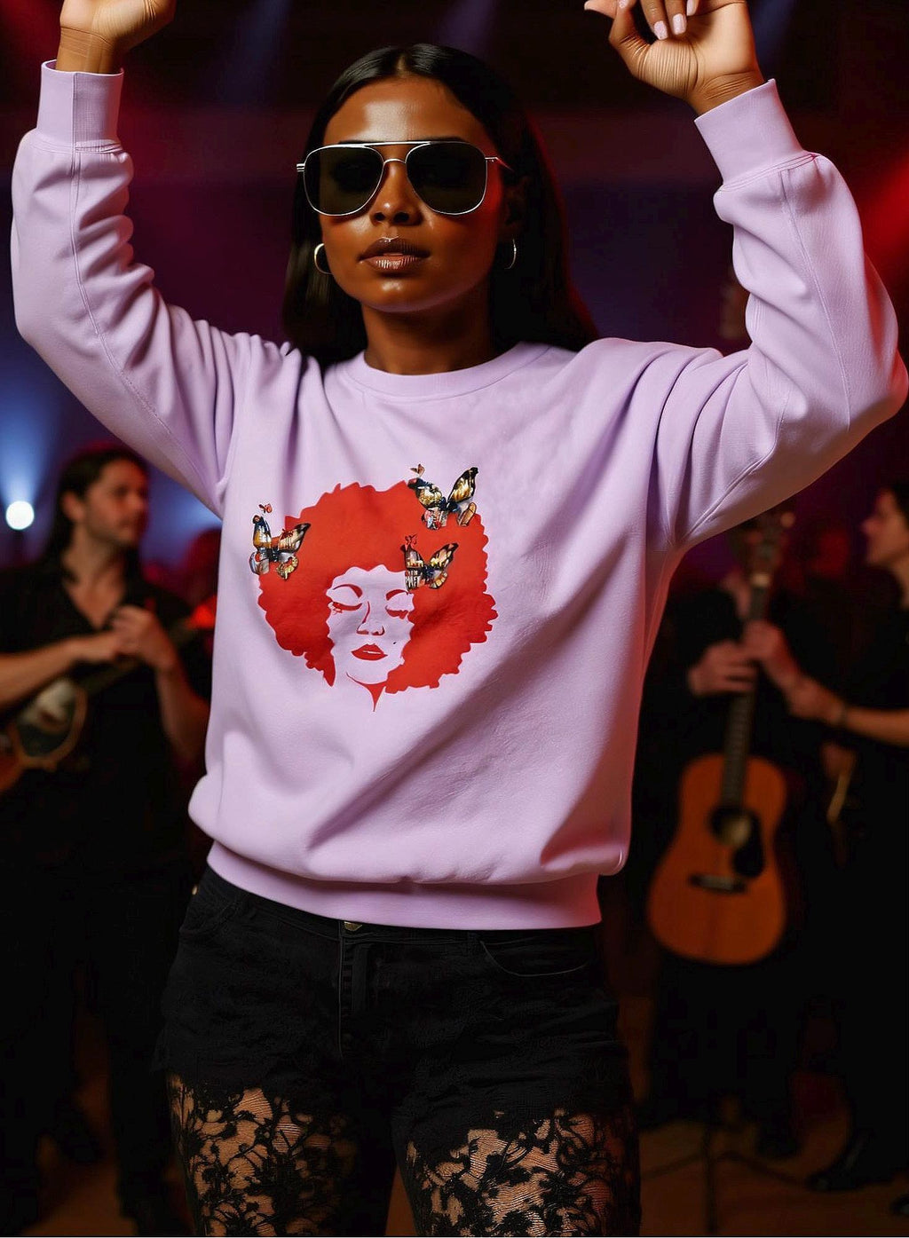 Afro Art Sweatshirt: Embroidered Unisex Graphic Top - Cozy Cotton Blend