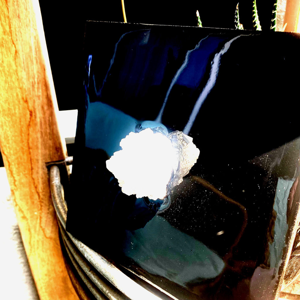 Handmade Stone Geode Wall Hanging: Black Resin Canvas Art