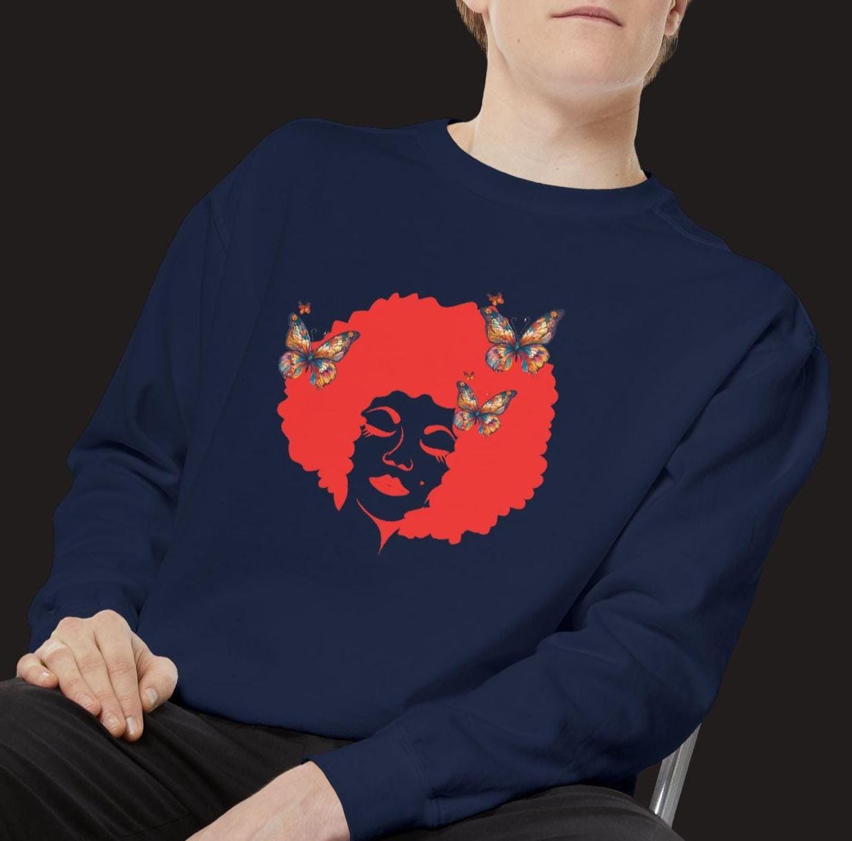 Afro Art Sweatshirt: Embroidered Unisex Graphic Top - Cozy Cotton Blend