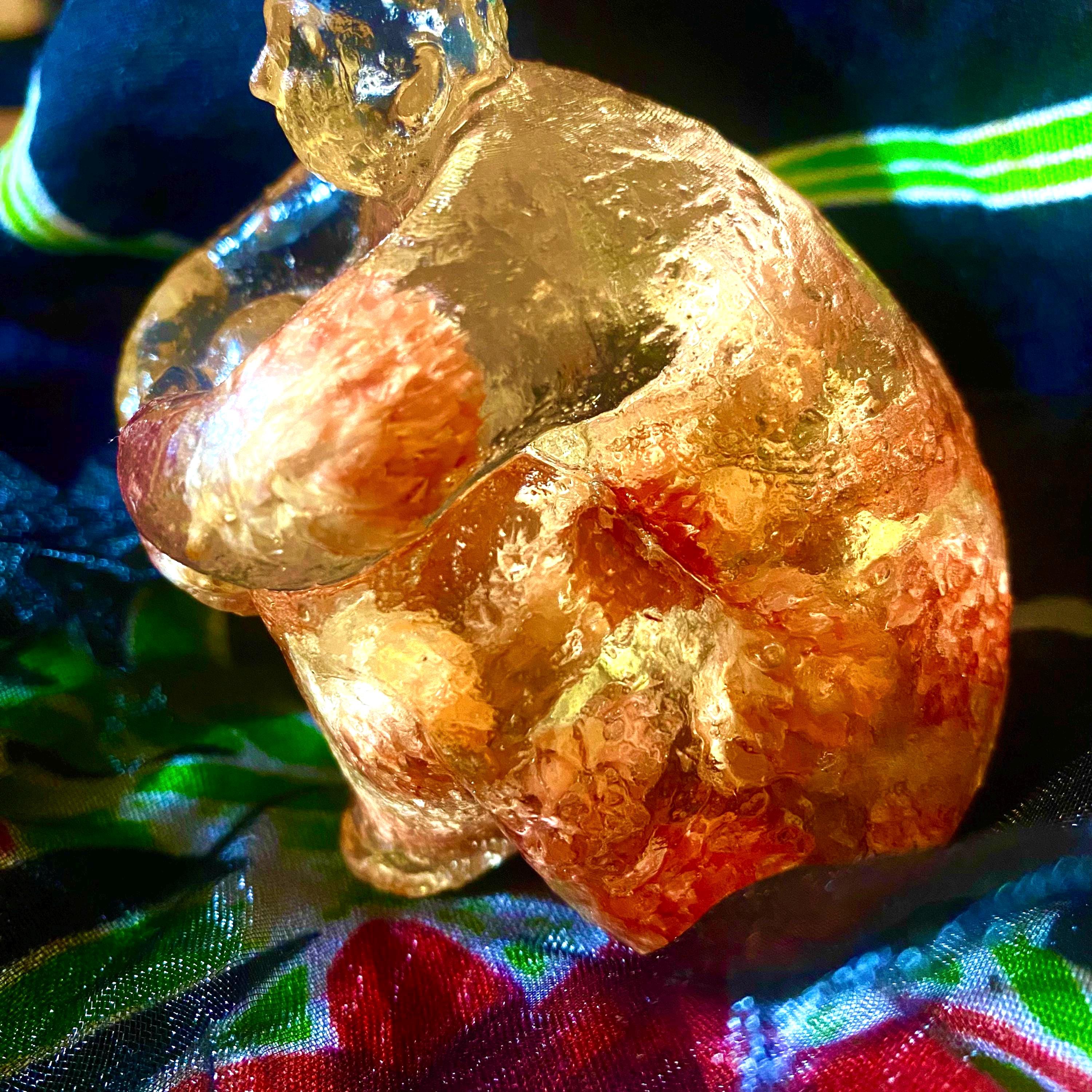 Chrysanthemum filled / Large  body/Heavy Mini statue/ Glass like