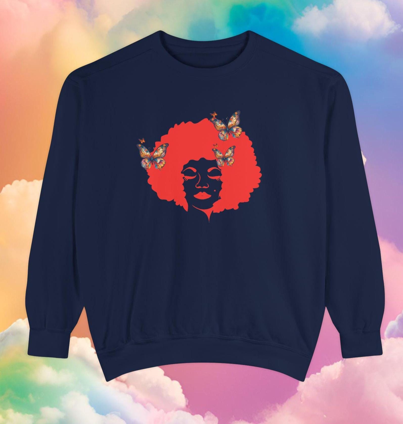 Afro Art Sweatshirt: Embroidered Unisex Graphic Top - Cozy Cotton Blend