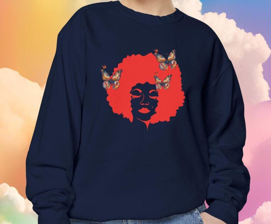 Afro Art Sweatshirt: Embroidered Unisex Graphic Top - Cozy Cotton Blend