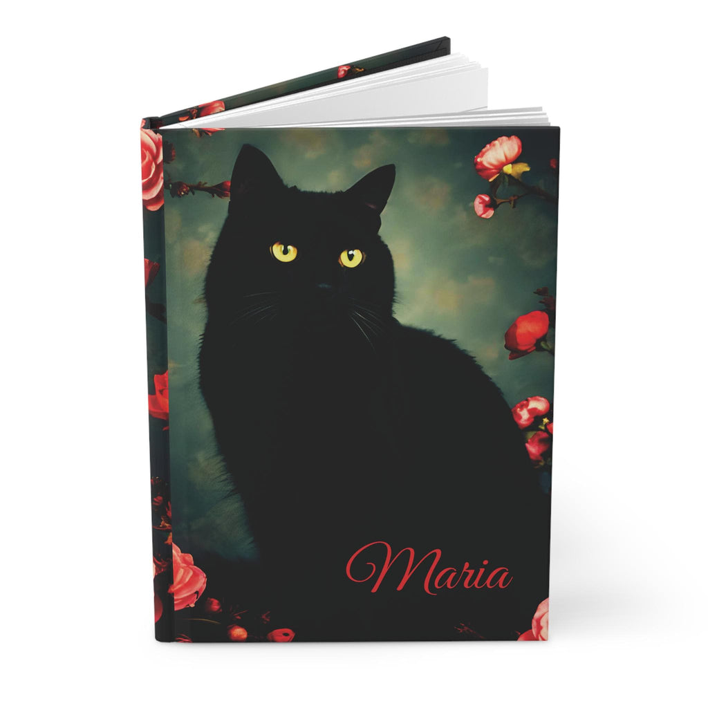 Cat Lover's Black Cat Hardcover Journal Matte, Nature-Inspired Sketchbook, Personalized Option, Gift for Holidays