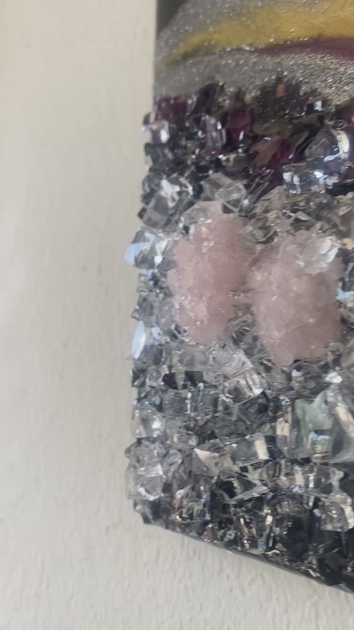 Geode Wall  Art Hanging/ Black Pink & Gold